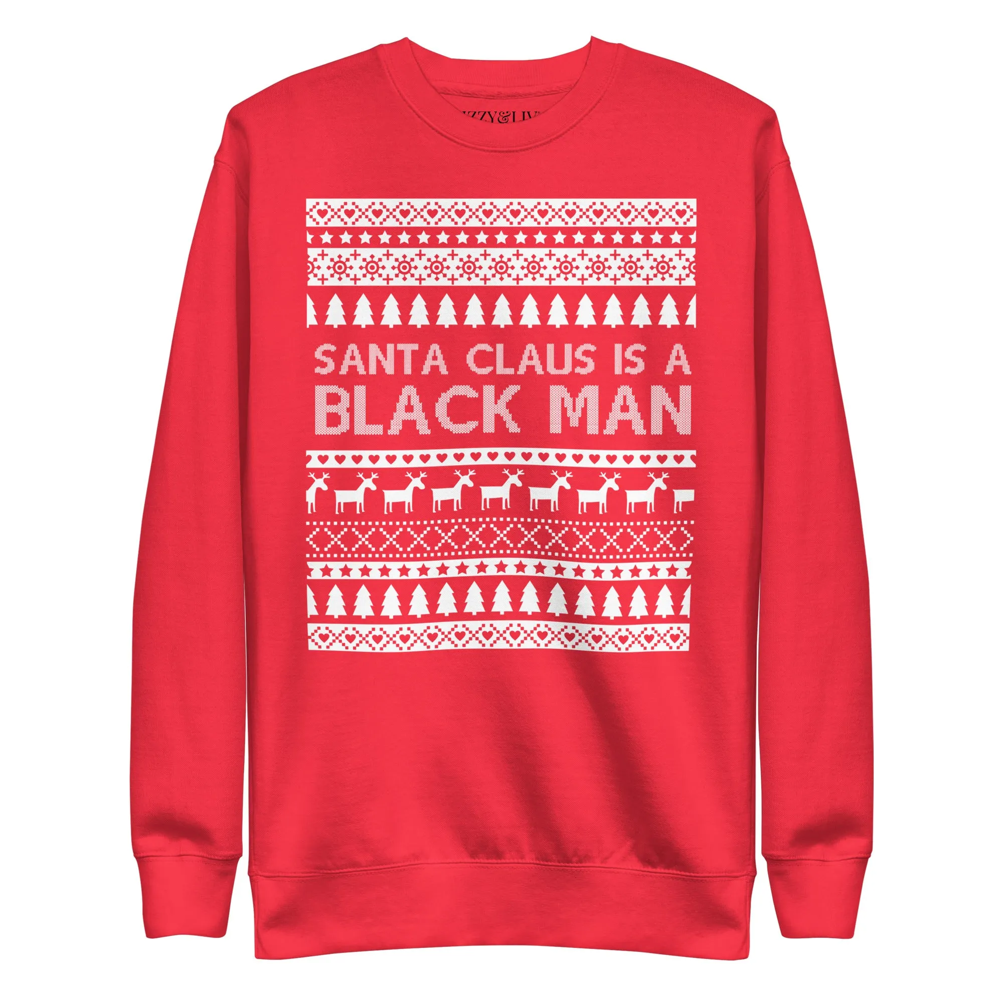 Santa Is A Black Man Christmas Sweatshirt (Red or Black)