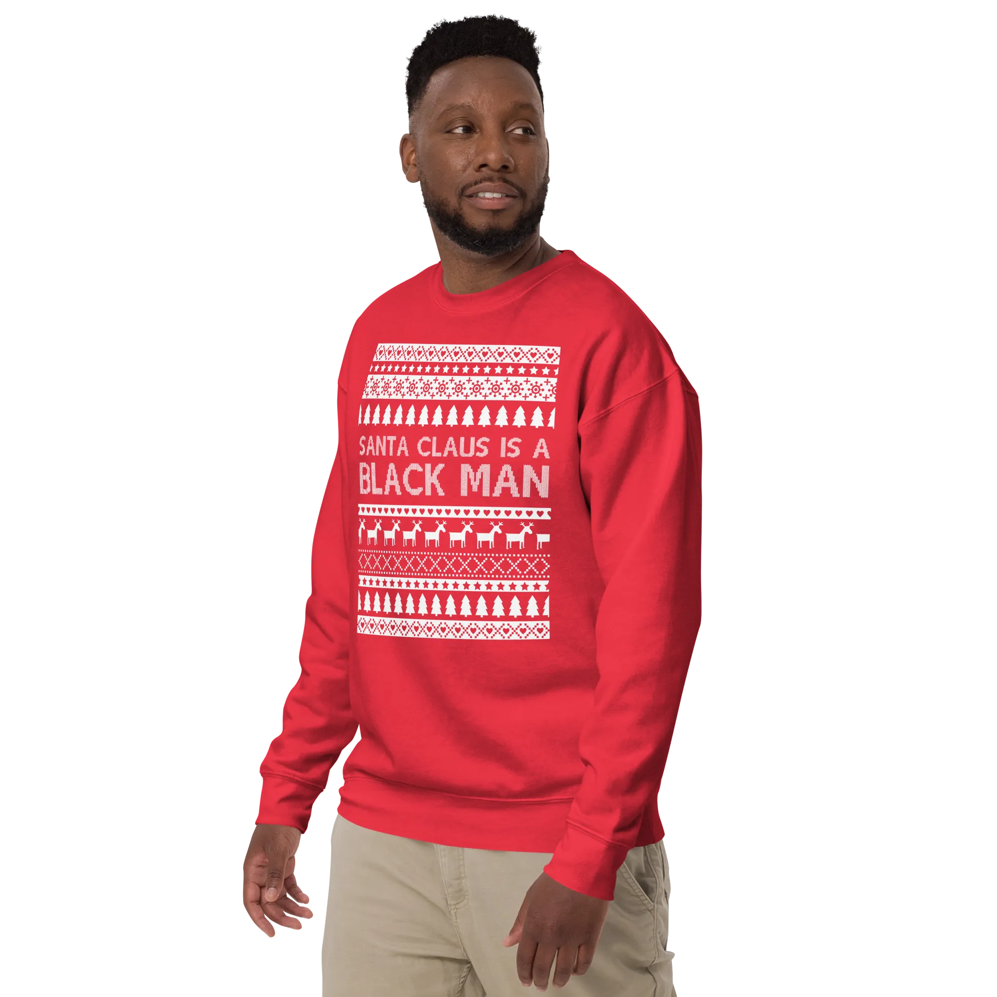 Santa Is A Black Man Christmas Sweatshirt (Red or Black)