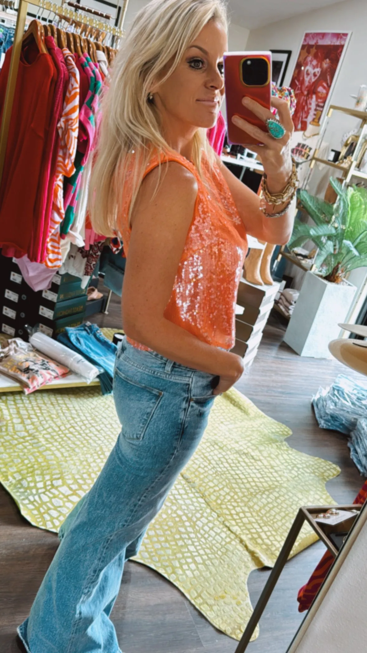 Sequin Cropped Tank in Starburst