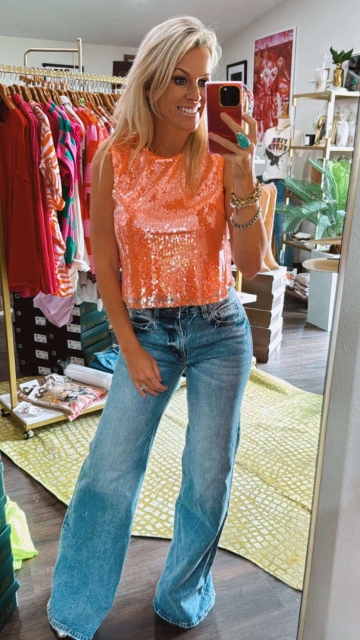 Sequin Cropped Tank in Starburst