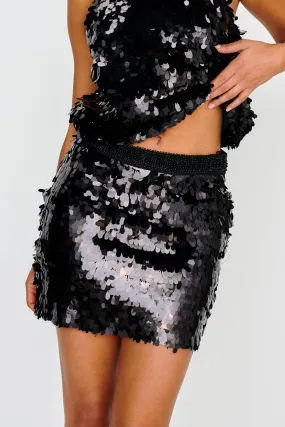 She's So LA  Sequin Mini Skirt Black