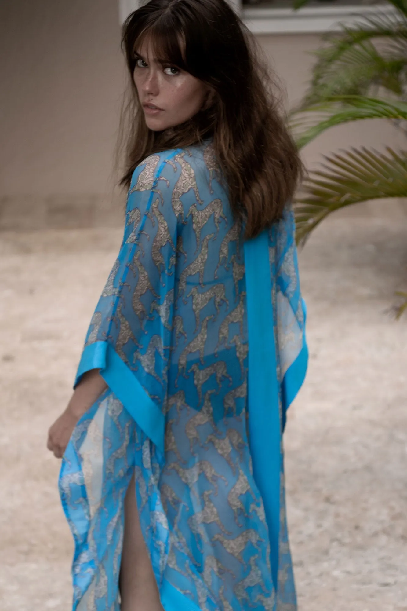 Silk Chiffon Long Jade Poncho LURCHER