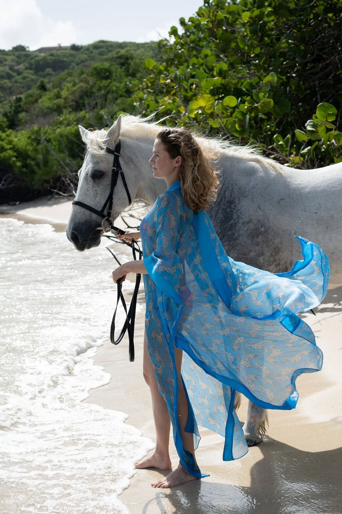 Silk Chiffon Long Jade Poncho LURCHER