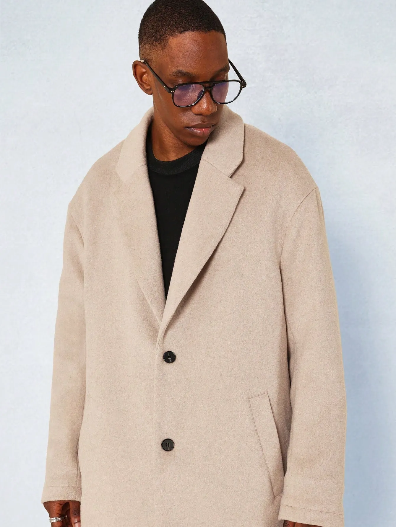 Single Breasted Overcoat With Label