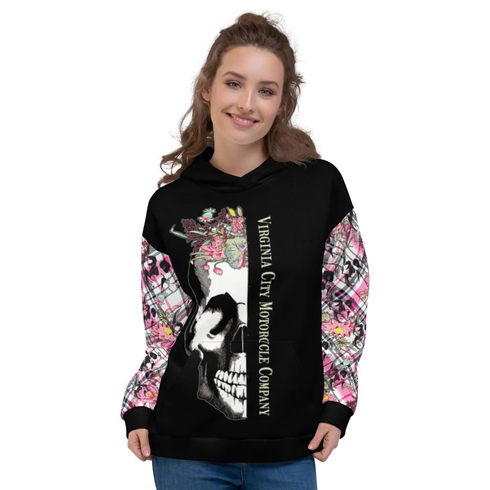 Skull   Flower Ladies Pullover Hoodie