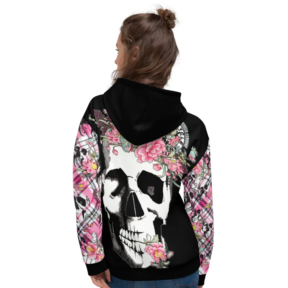 Skull   Flower Ladies Pullover Hoodie