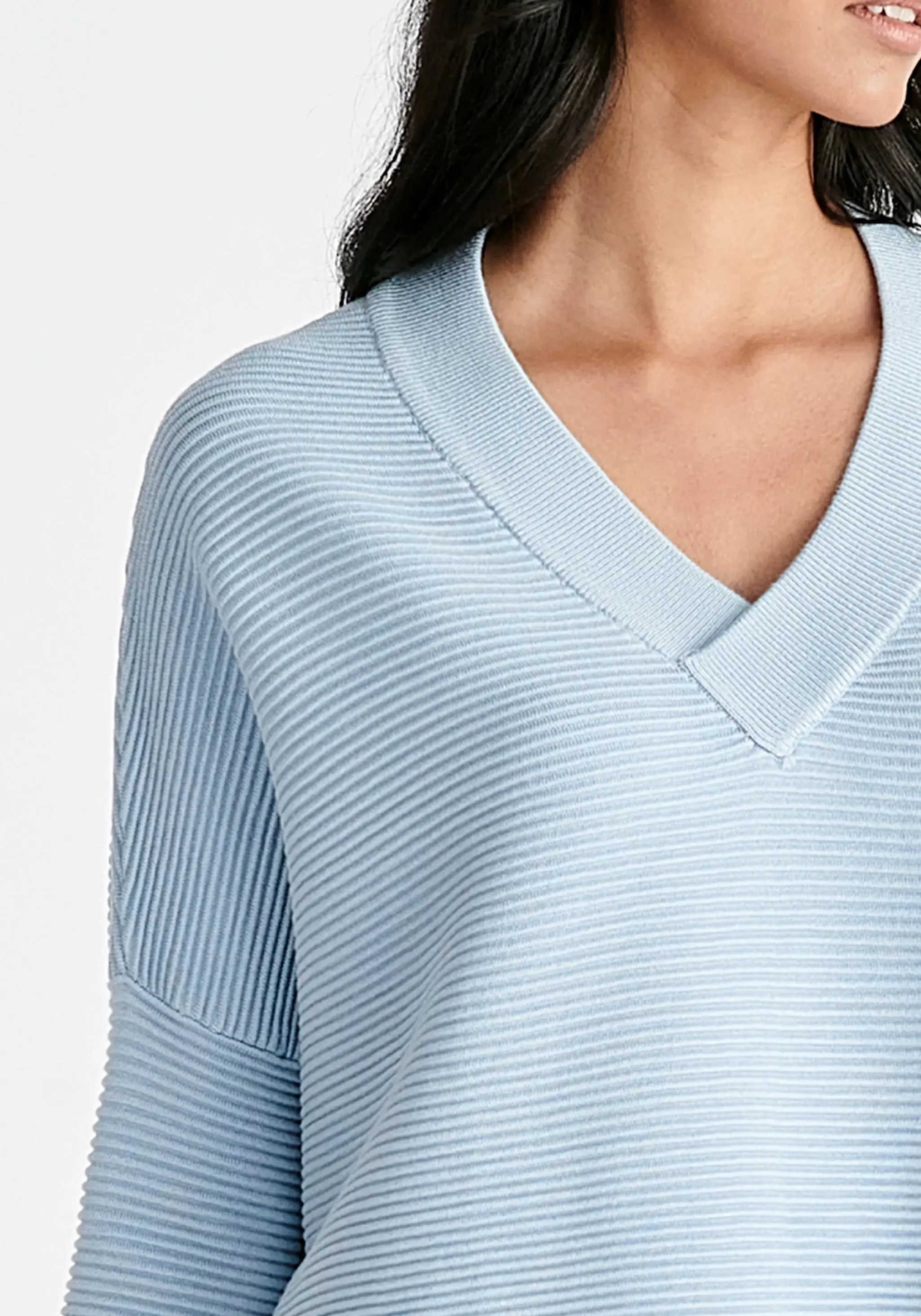 Sky Blue Paisie V-Neck Ribbed Jumper