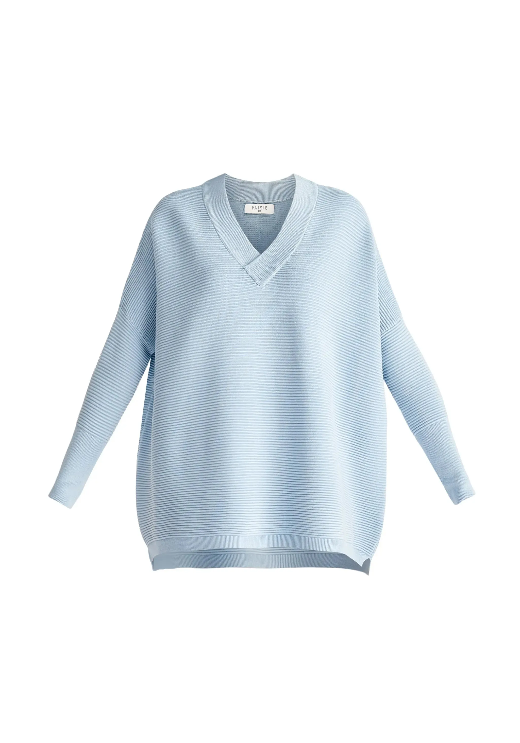 Sky Blue Paisie V-Neck Ribbed Jumper