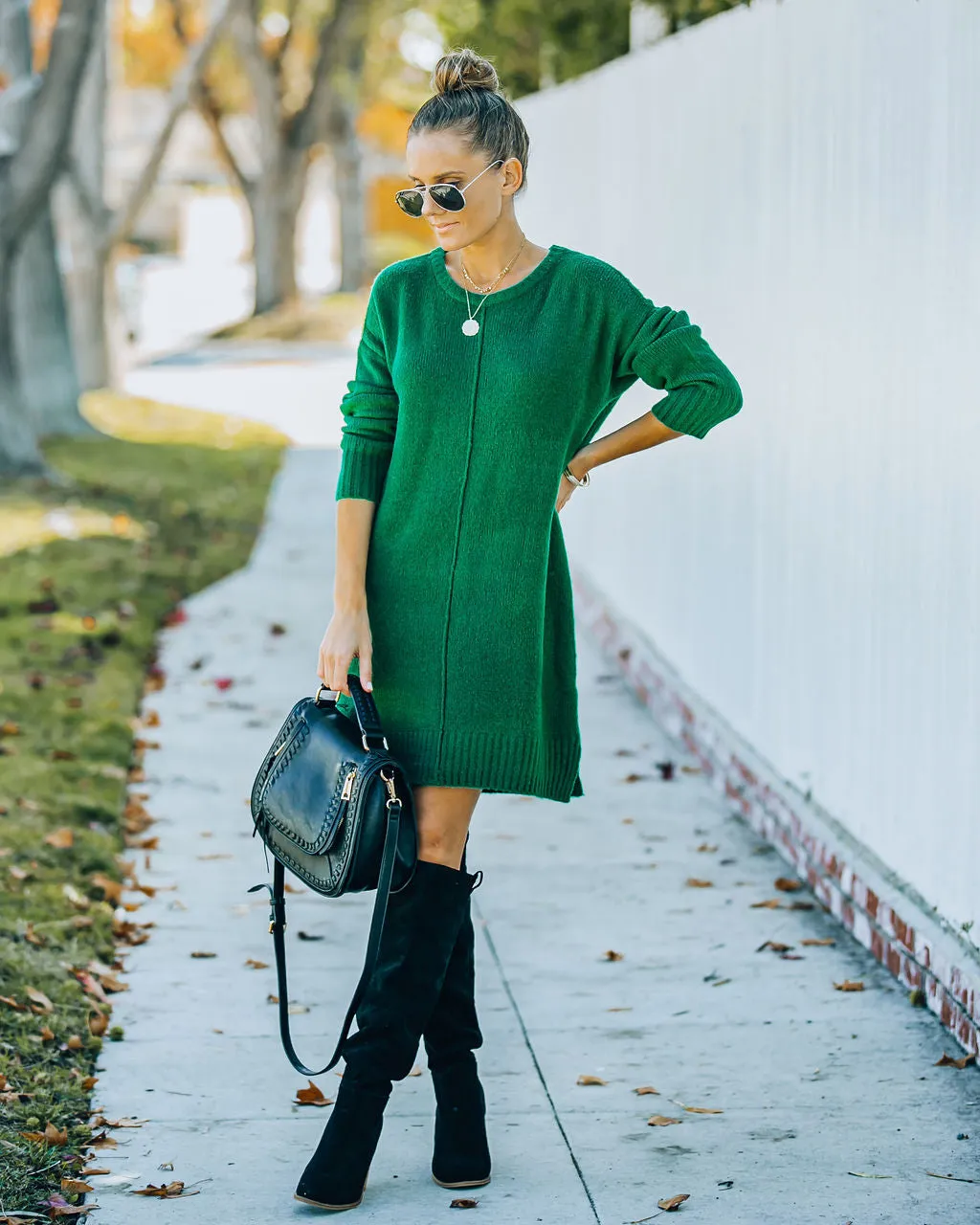 Smoky Mountain Sweater Dress - Green