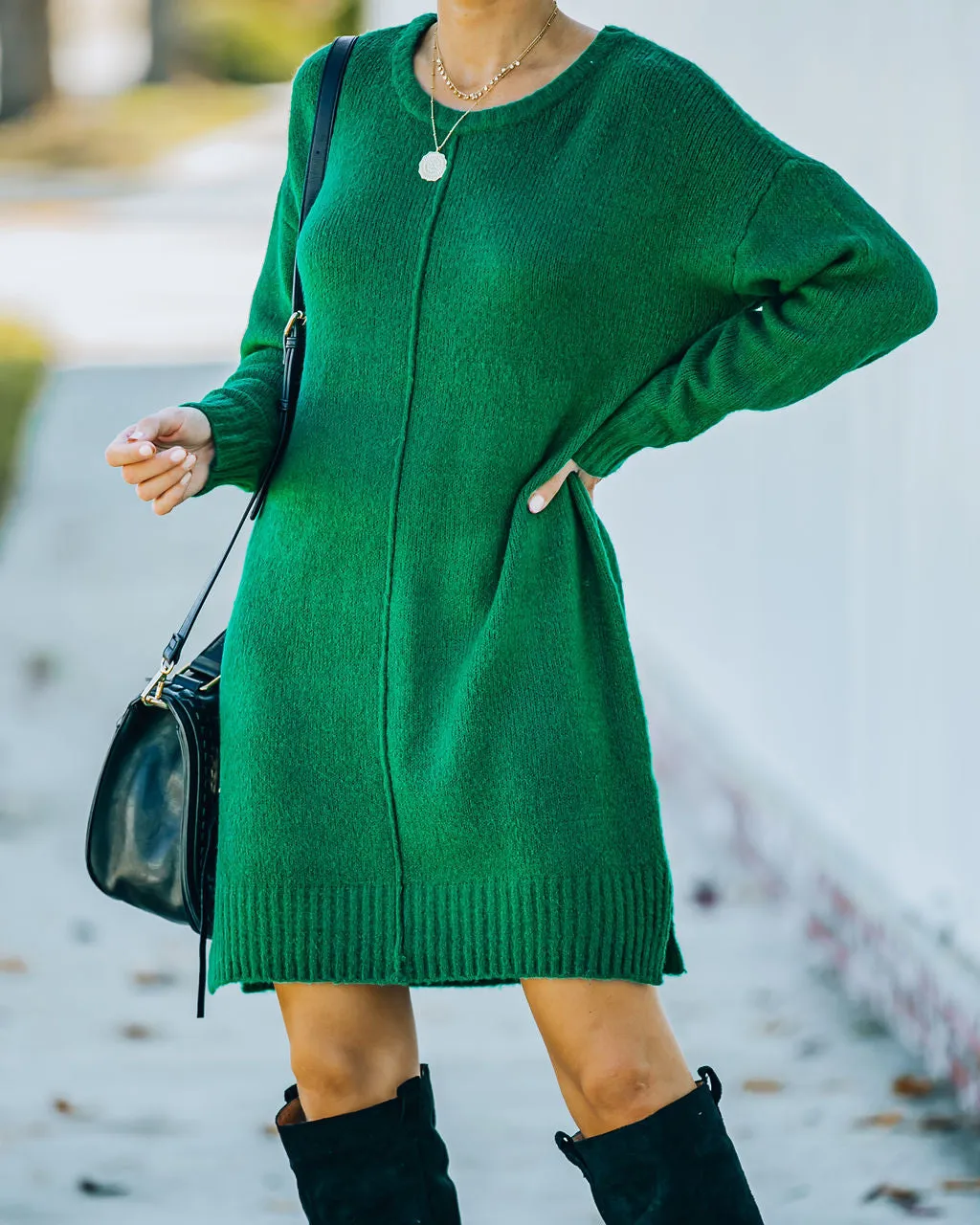 Smoky Mountain Sweater Dress - Green