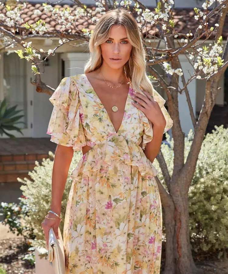 Spring Fling Floral Ruffle Tiered Maxi Dress