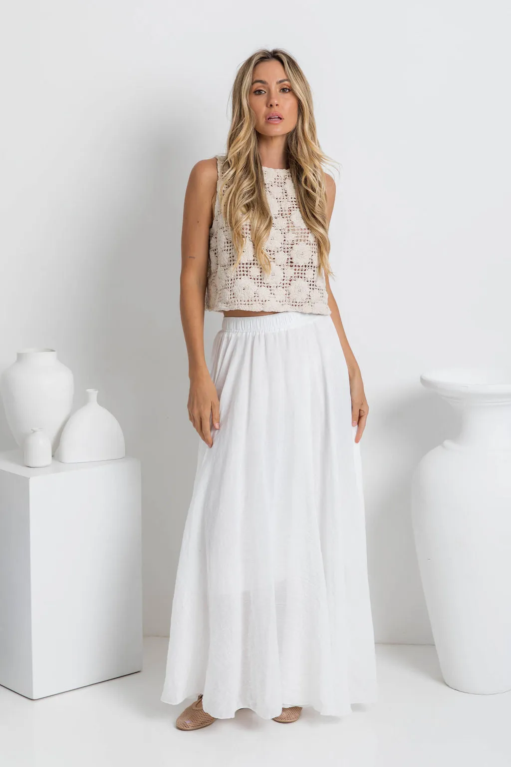 Stassi Maxi Skirt - White