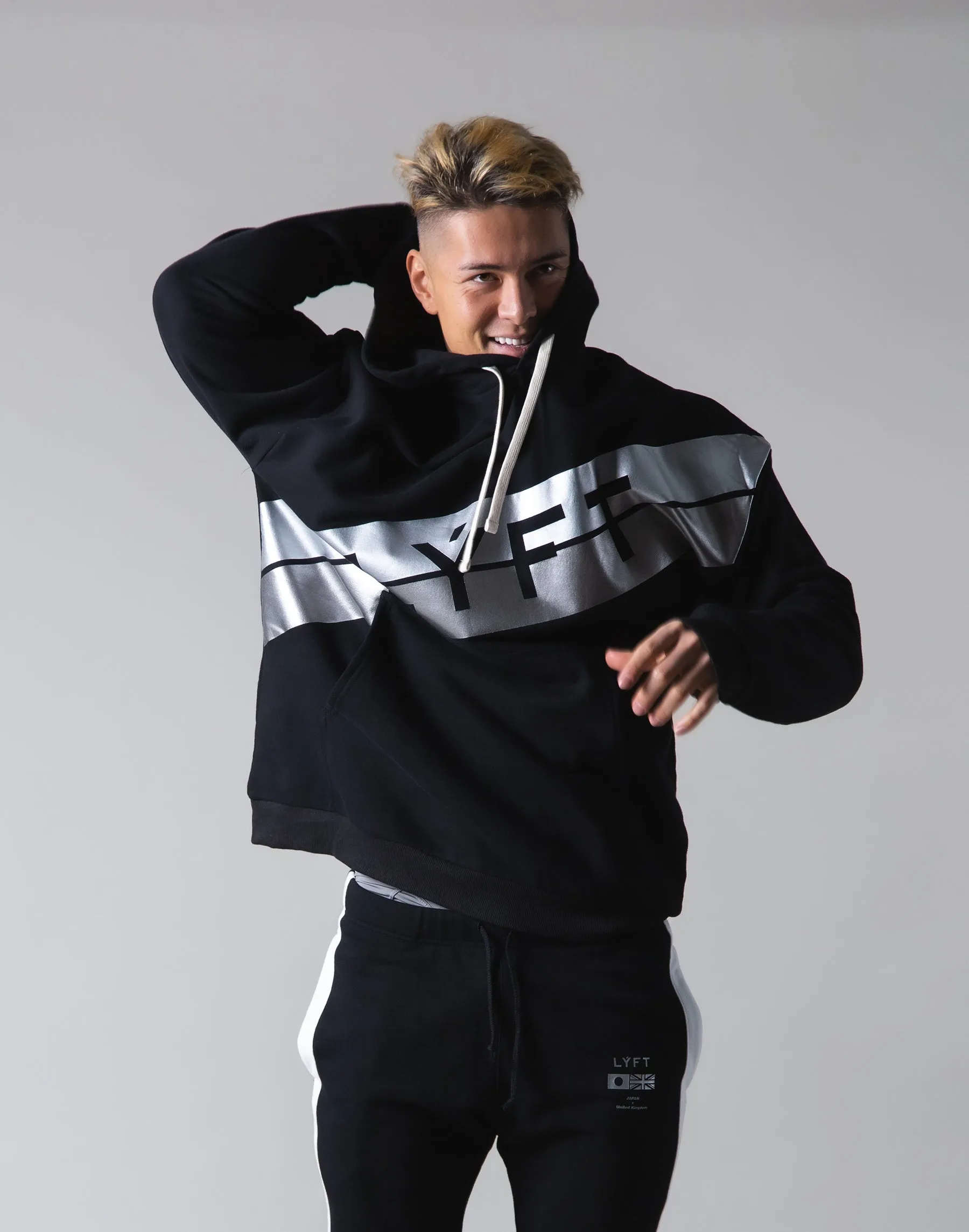 Stripe Pullover Hoodie - Black