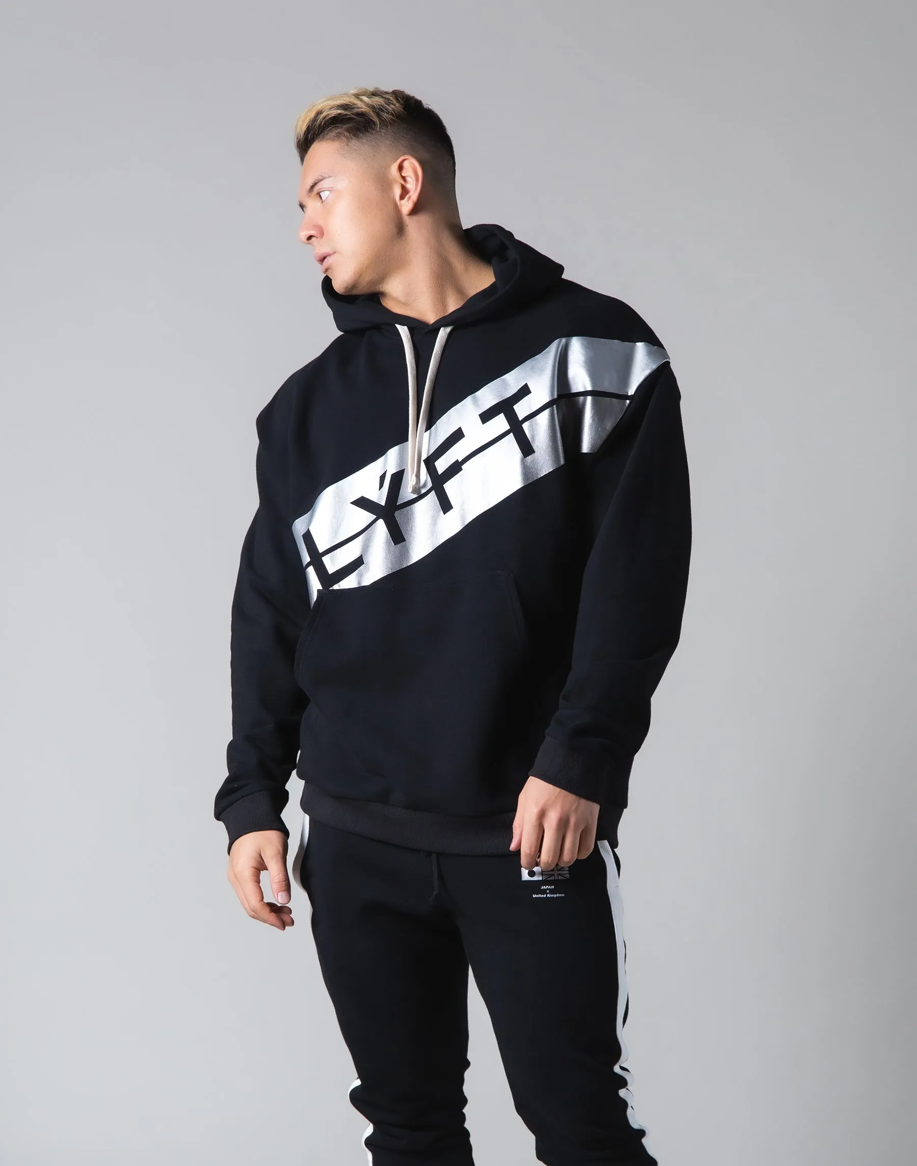 Stripe Pullover Hoodie - Black