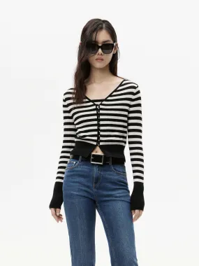 Striped Knitted Cardigan Set