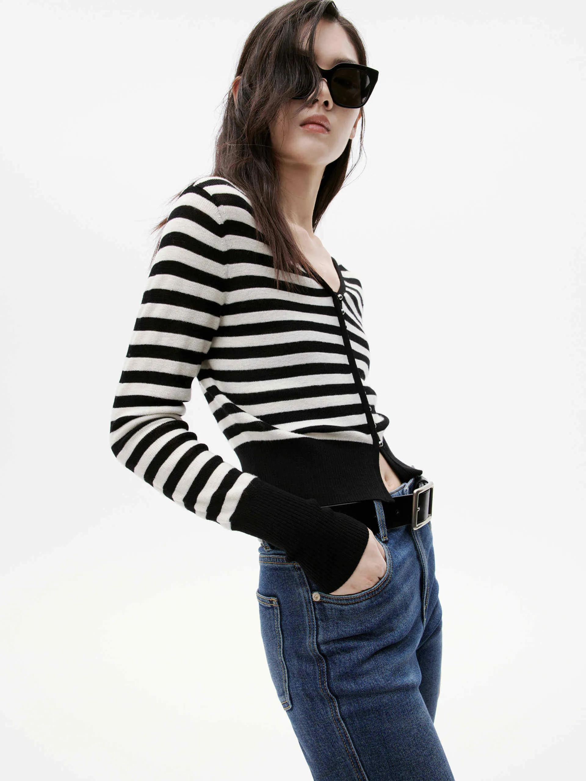 Striped Knitted Cardigan Set