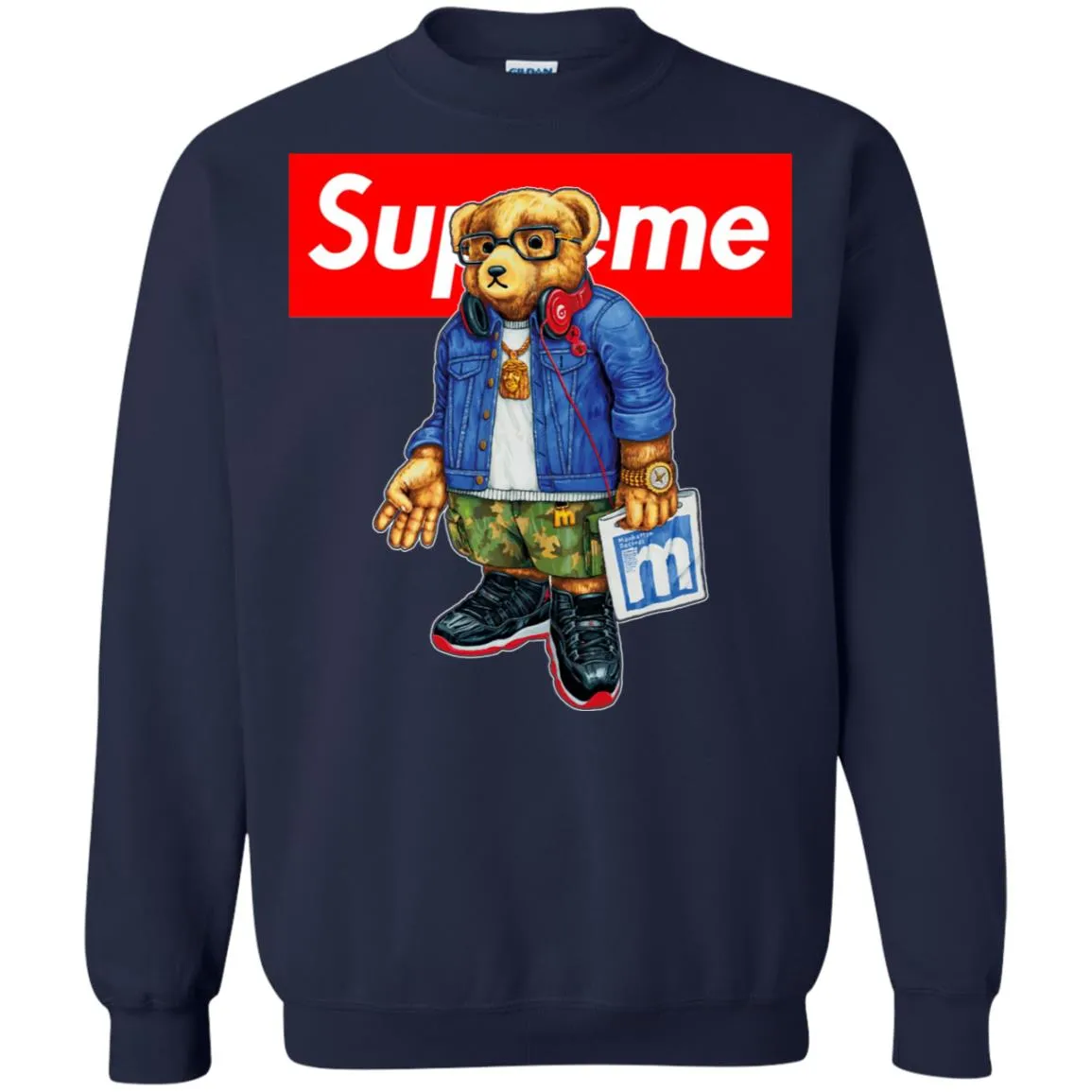 Supreme Bear Style Music T-shirt Crewneck Pullover Sweatshirt