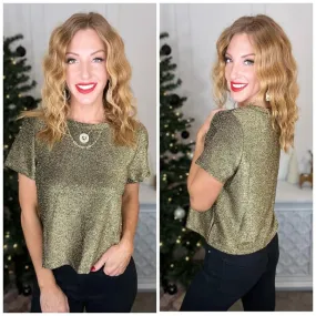 Sweetly Twinkle Short Sleeve Knit Top In Black