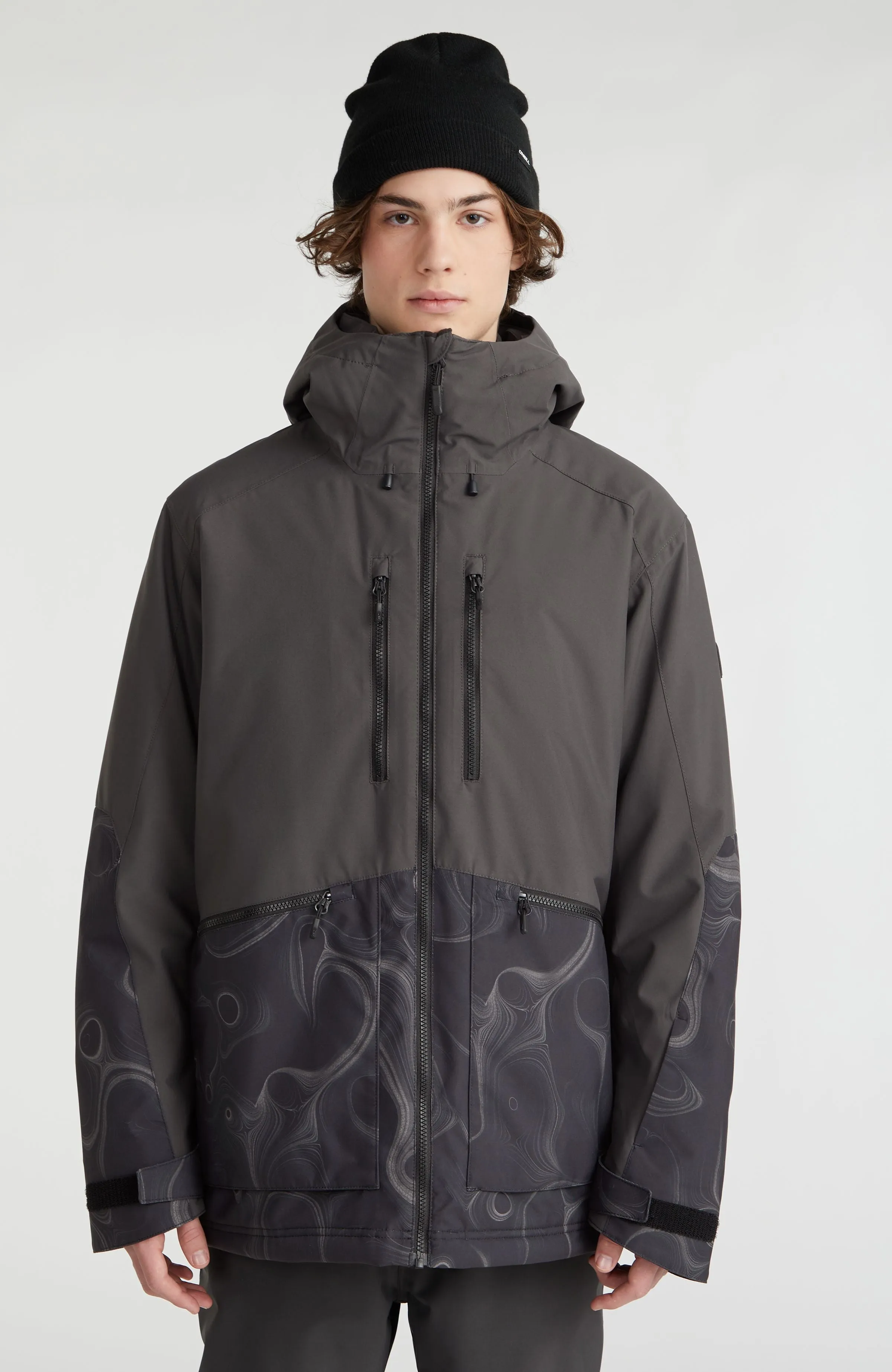 Texture Snow Jacket | Black Out Colour Block