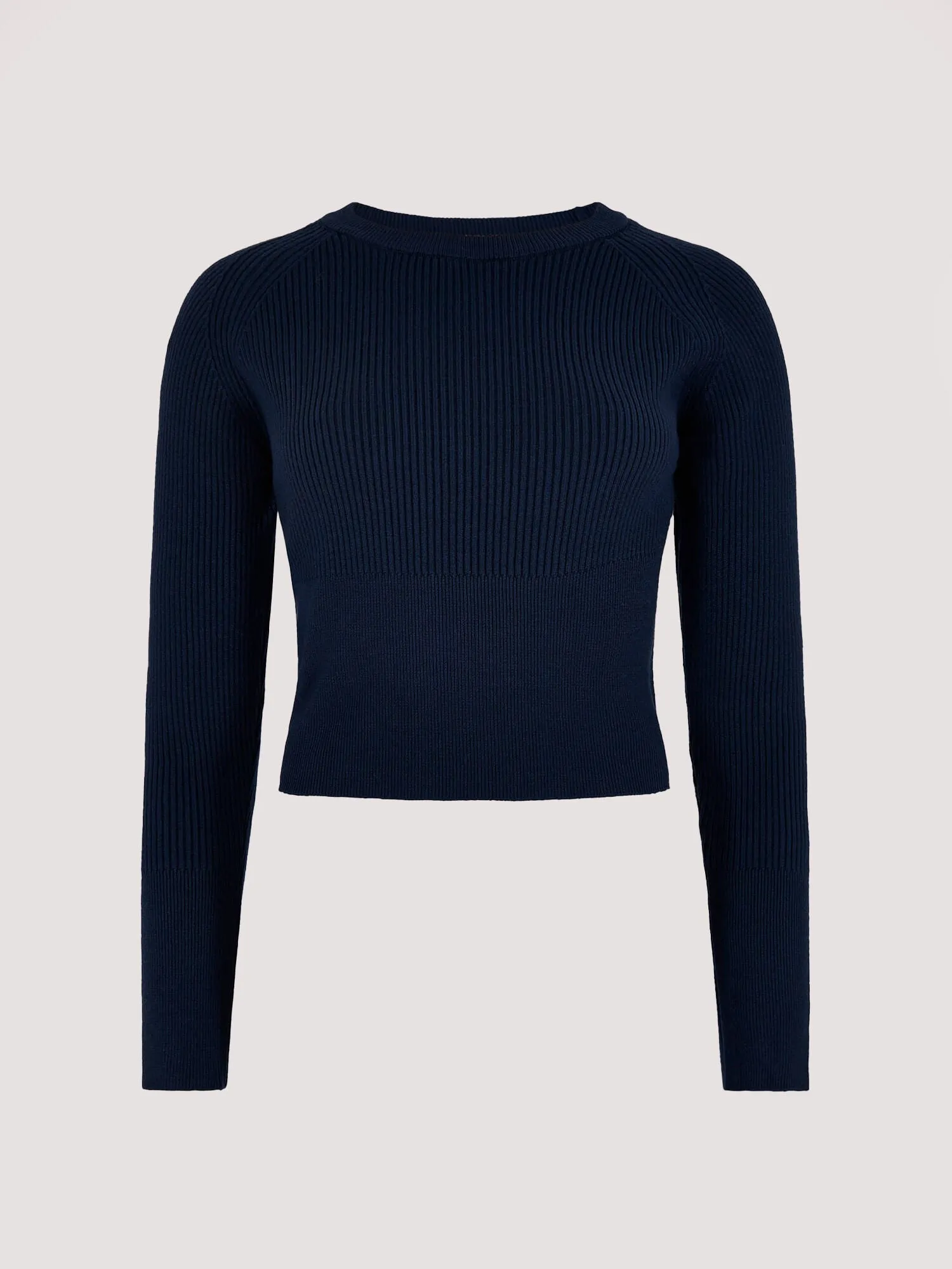 The Ribbed Knit Cropped Top - Navy