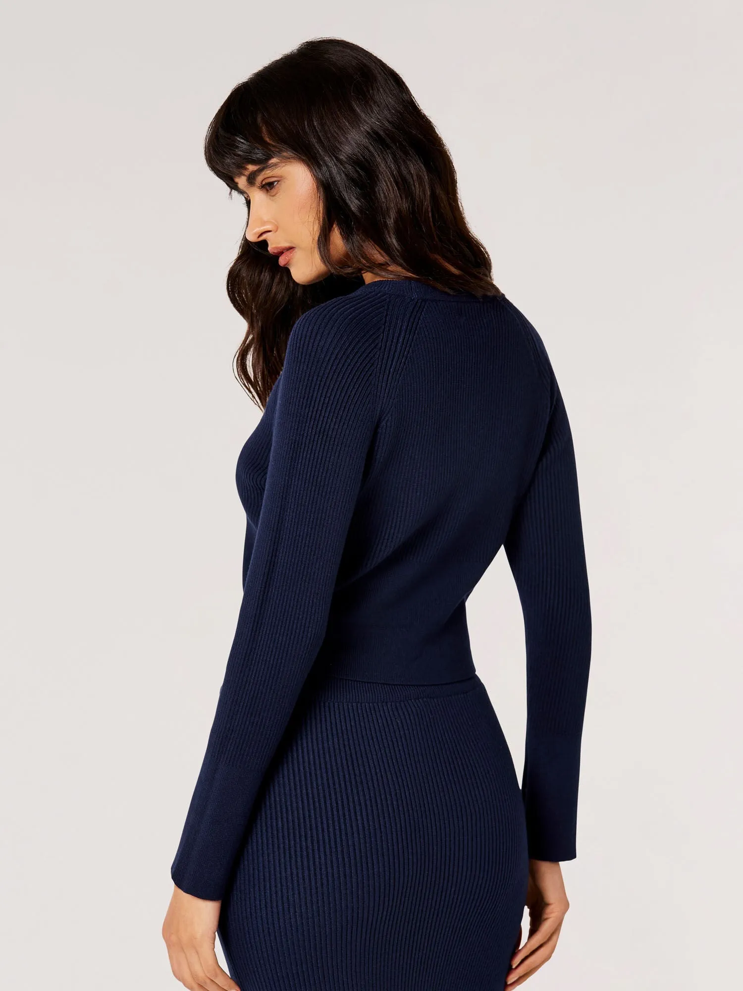 The Ribbed Knit Cropped Top - Navy