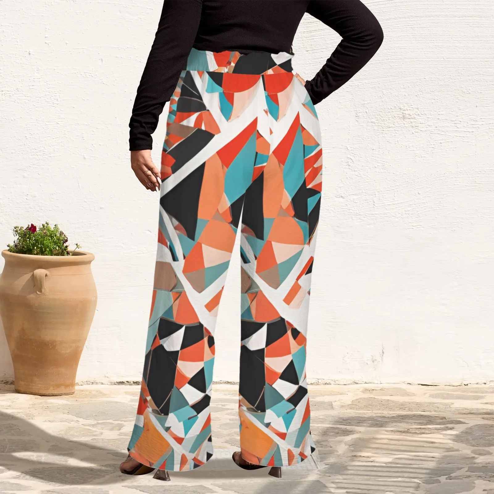 Tokyo Collection: Abstract Printed Wide Leg Pants