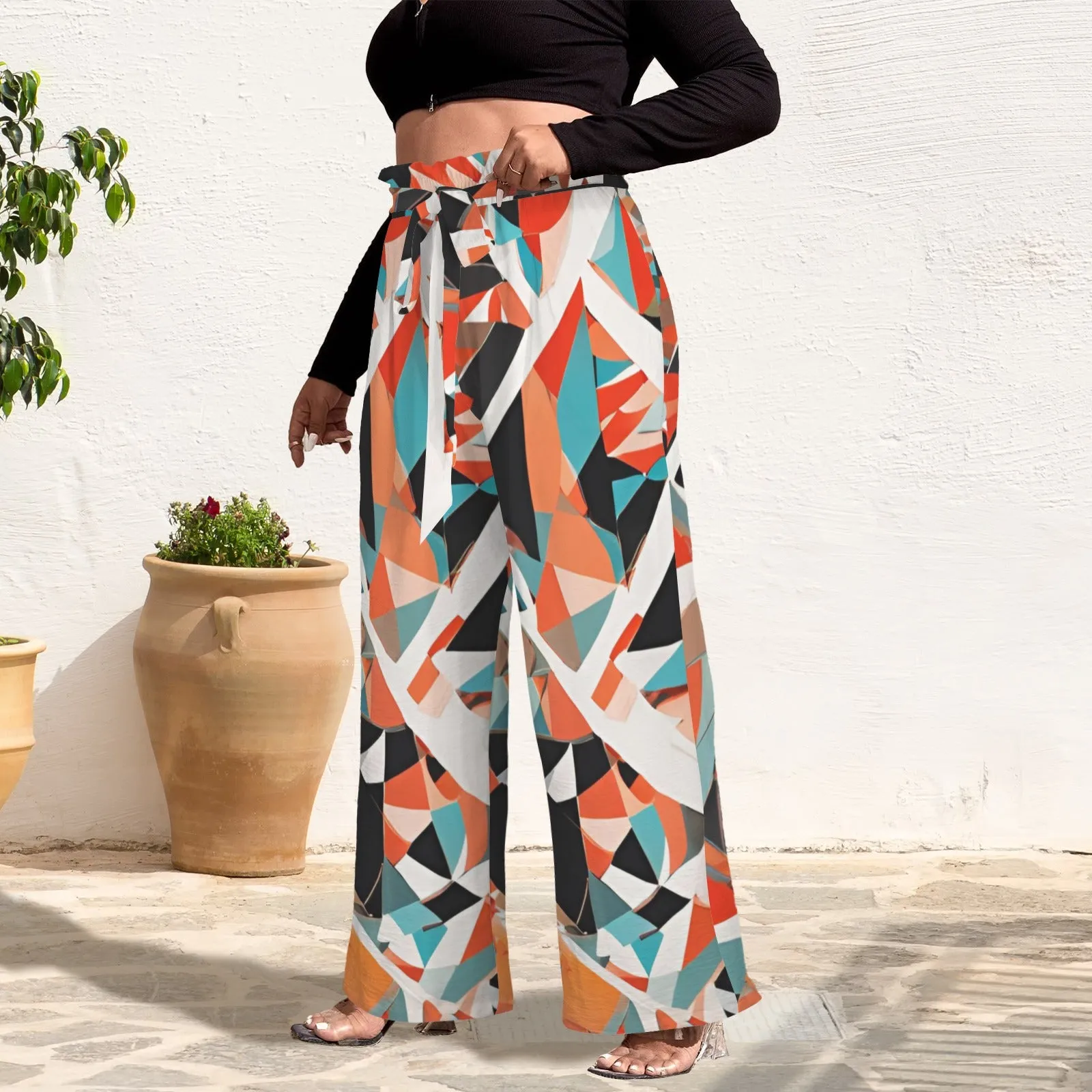 Tokyo Collection: Abstract Printed Wide Leg Pants