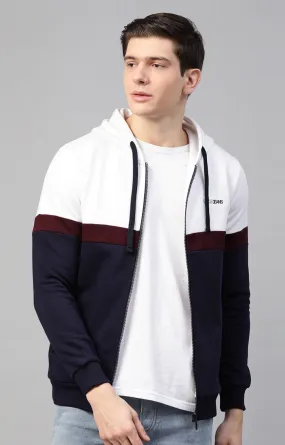 Underjeans By Spykar Men White Colourblock Hoodies For Men