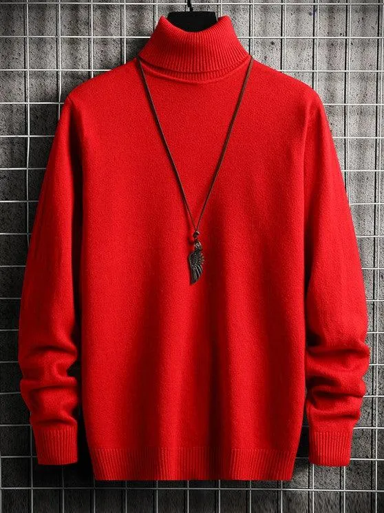 UNISEX Turtleneck Solid Color Skin Friendly Pullover Sweater