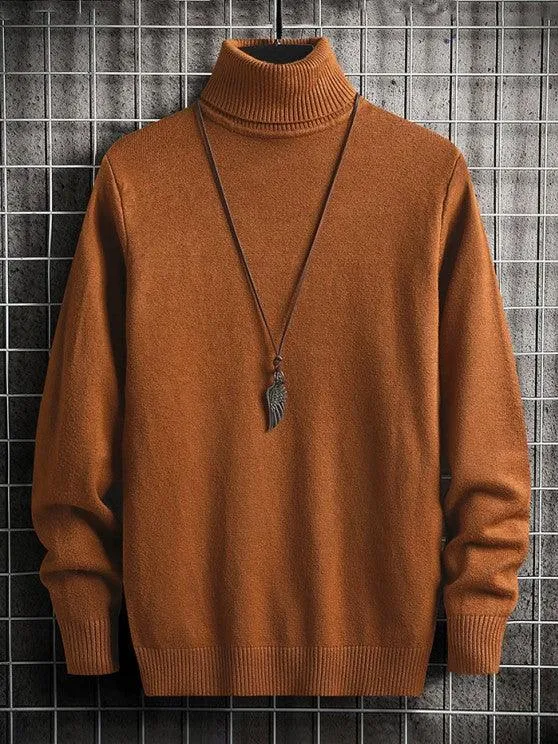 UNISEX Turtleneck Solid Color Skin Friendly Pullover Sweater