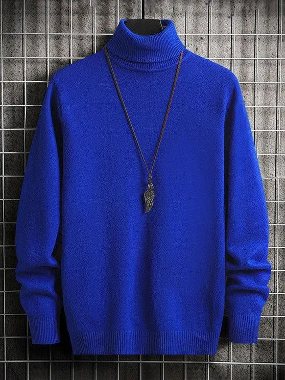 UNISEX Turtleneck Solid Color Skin Friendly Pullover Sweater