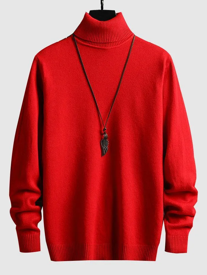 UNISEX Turtleneck Solid Color Skin Friendly Pullover Sweater