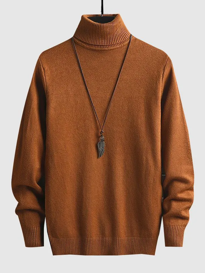 UNISEX Turtleneck Solid Color Skin Friendly Pullover Sweater