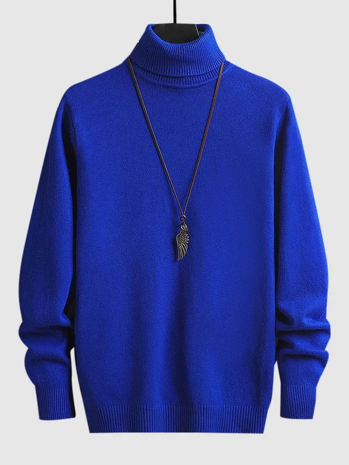 UNISEX Turtleneck Solid Color Skin Friendly Pullover Sweater