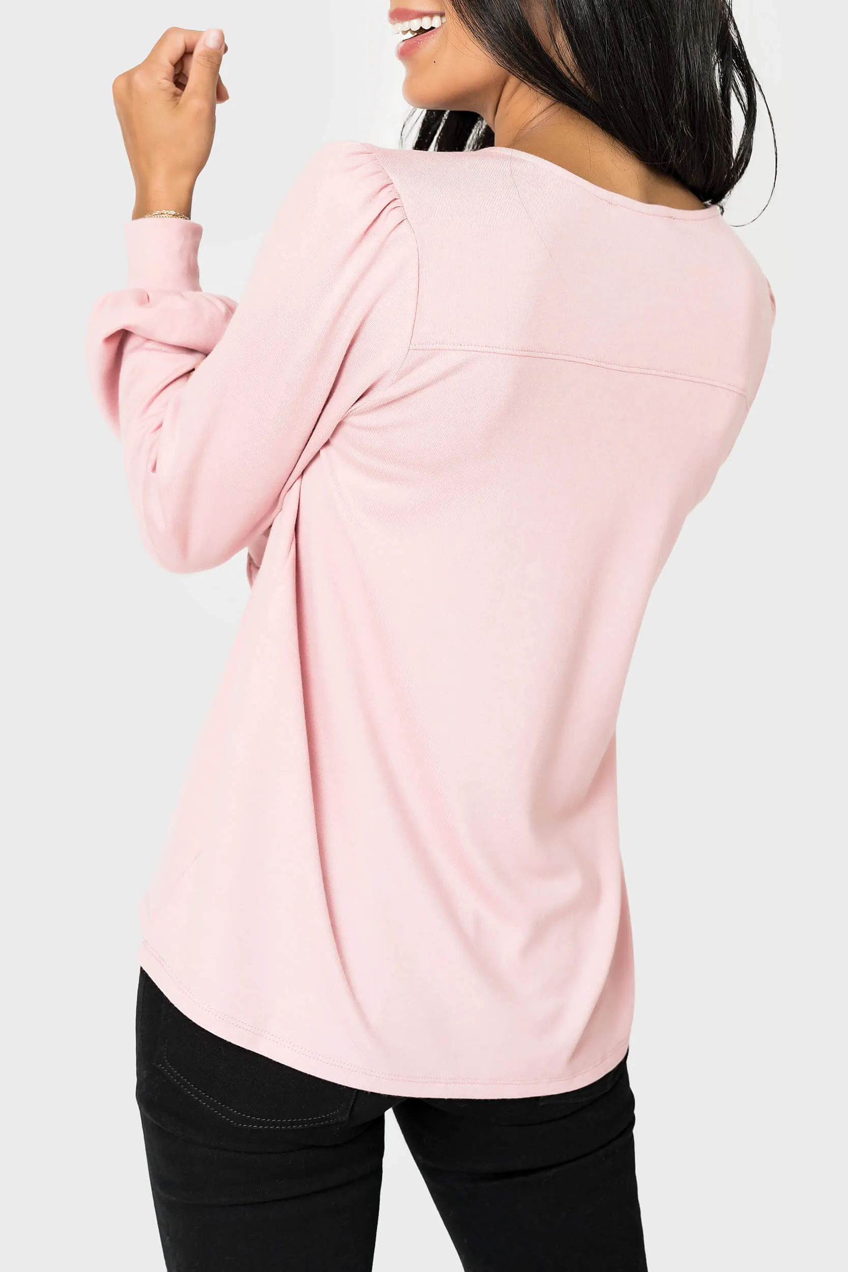 V-Neck Blouson Sleeve Sweater