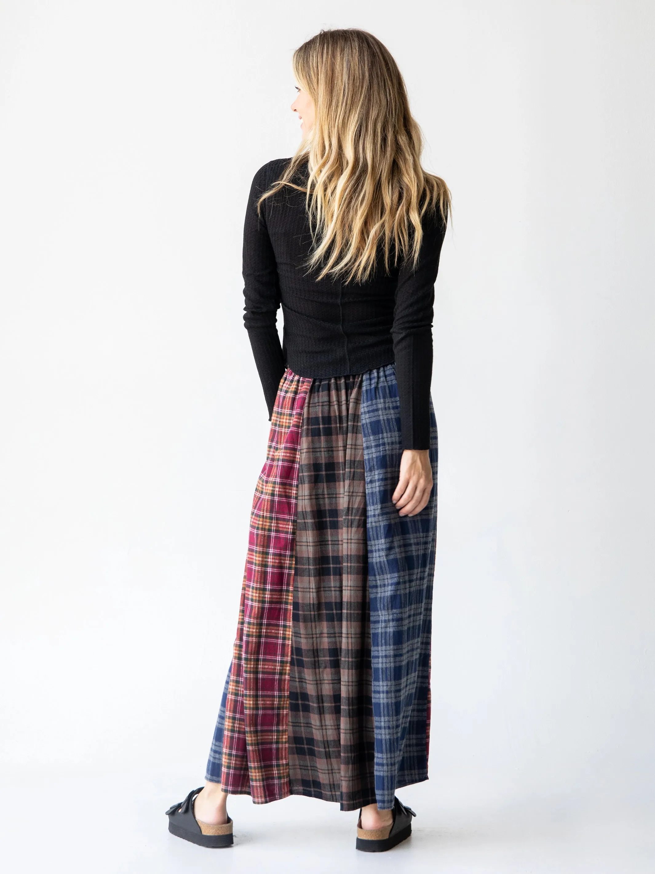 Valentina Maxi Skirt - Cranberry Navy Flannel