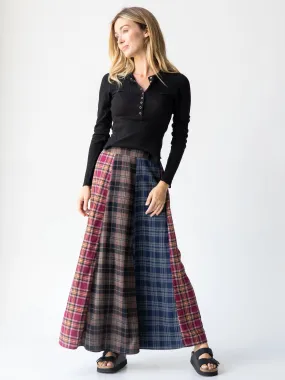 Valentina Maxi Skirt - Cranberry Navy Flannel