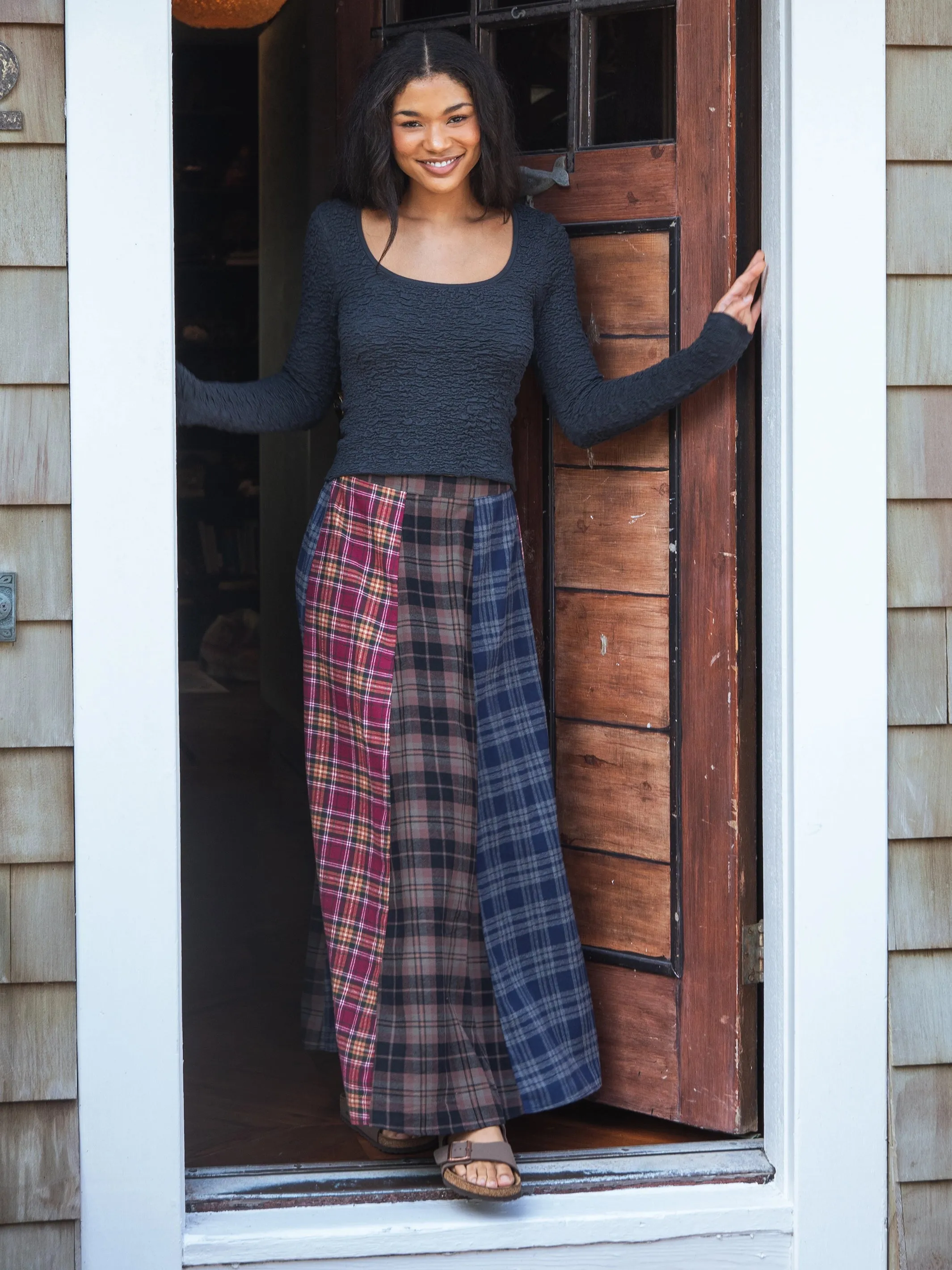 Valentina Maxi Skirt - Cranberry Navy Flannel