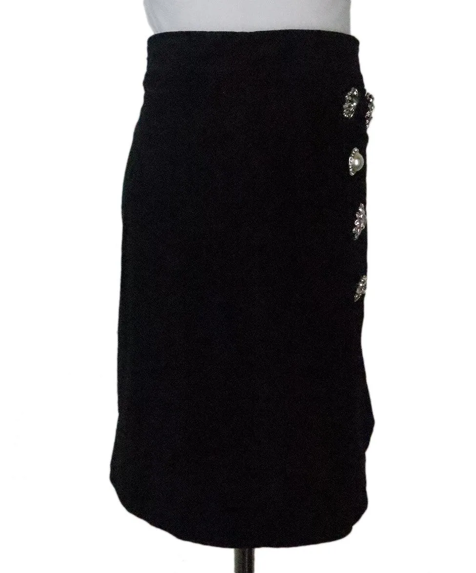 Veronica Beard Black Velvet Rhinestone Skirt sz 2