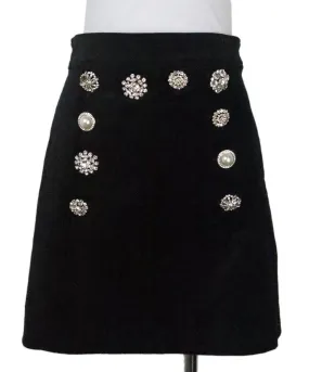 Veronica Beard Black Velvet Rhinestone Skirt sz 2