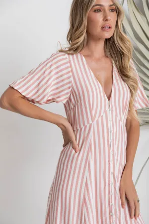 Vienna Maxi Dress - Pink Stripe