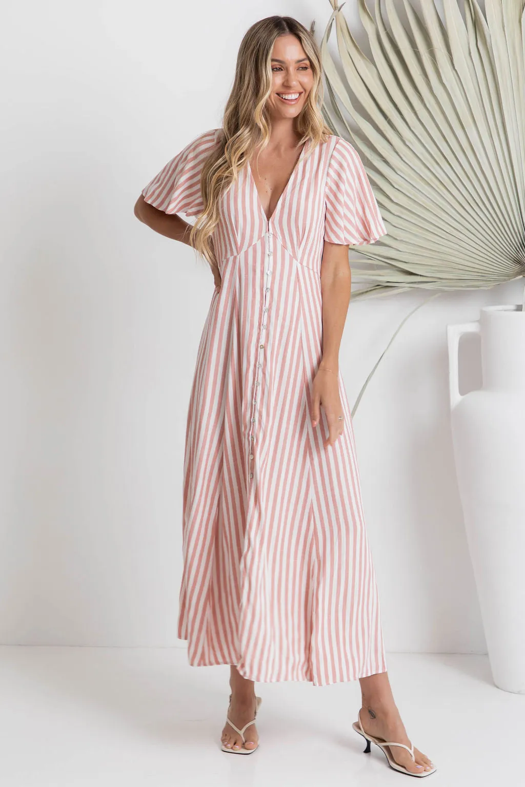 Vienna Maxi Dress - Pink Stripe