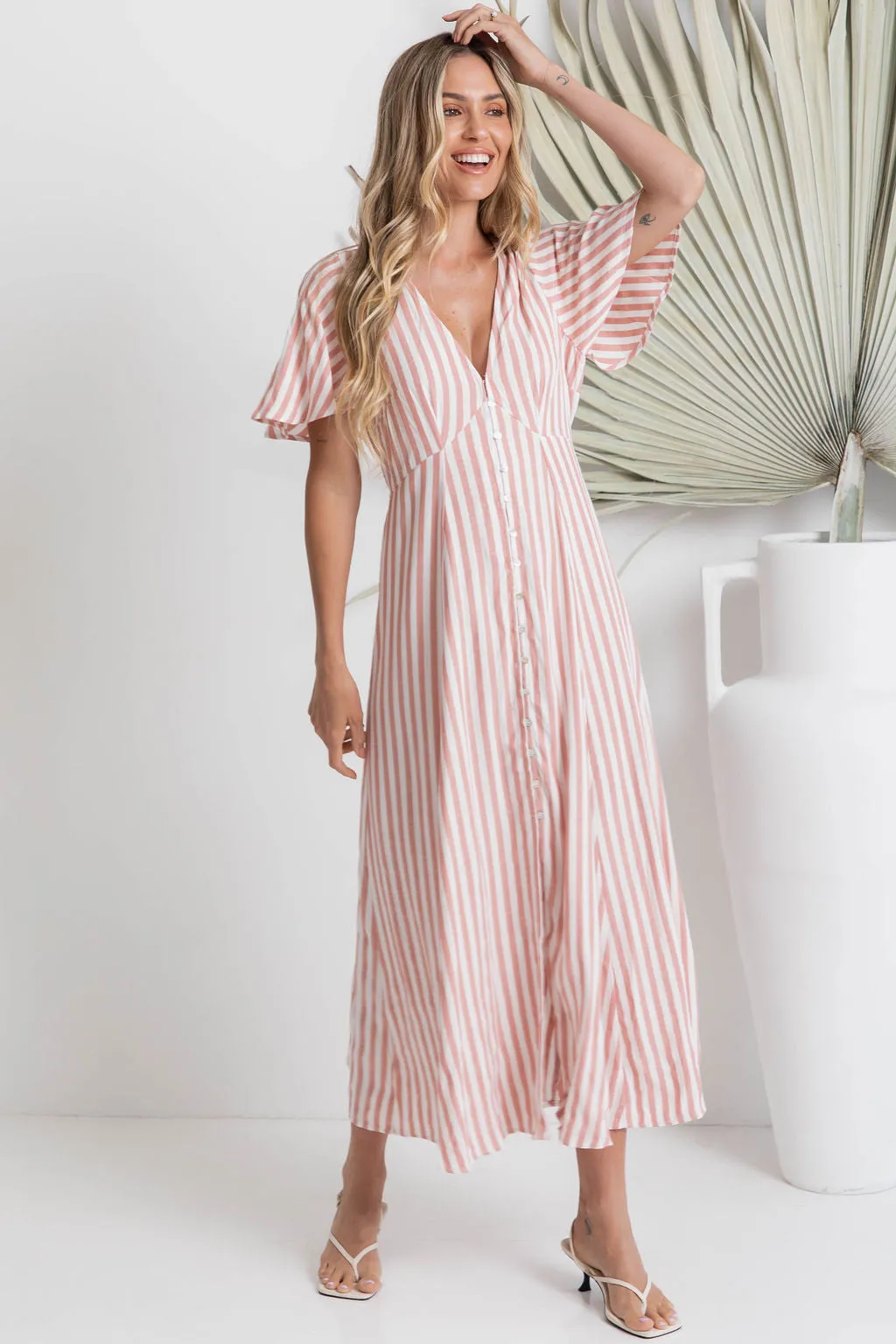 Vienna Maxi Dress - Pink Stripe