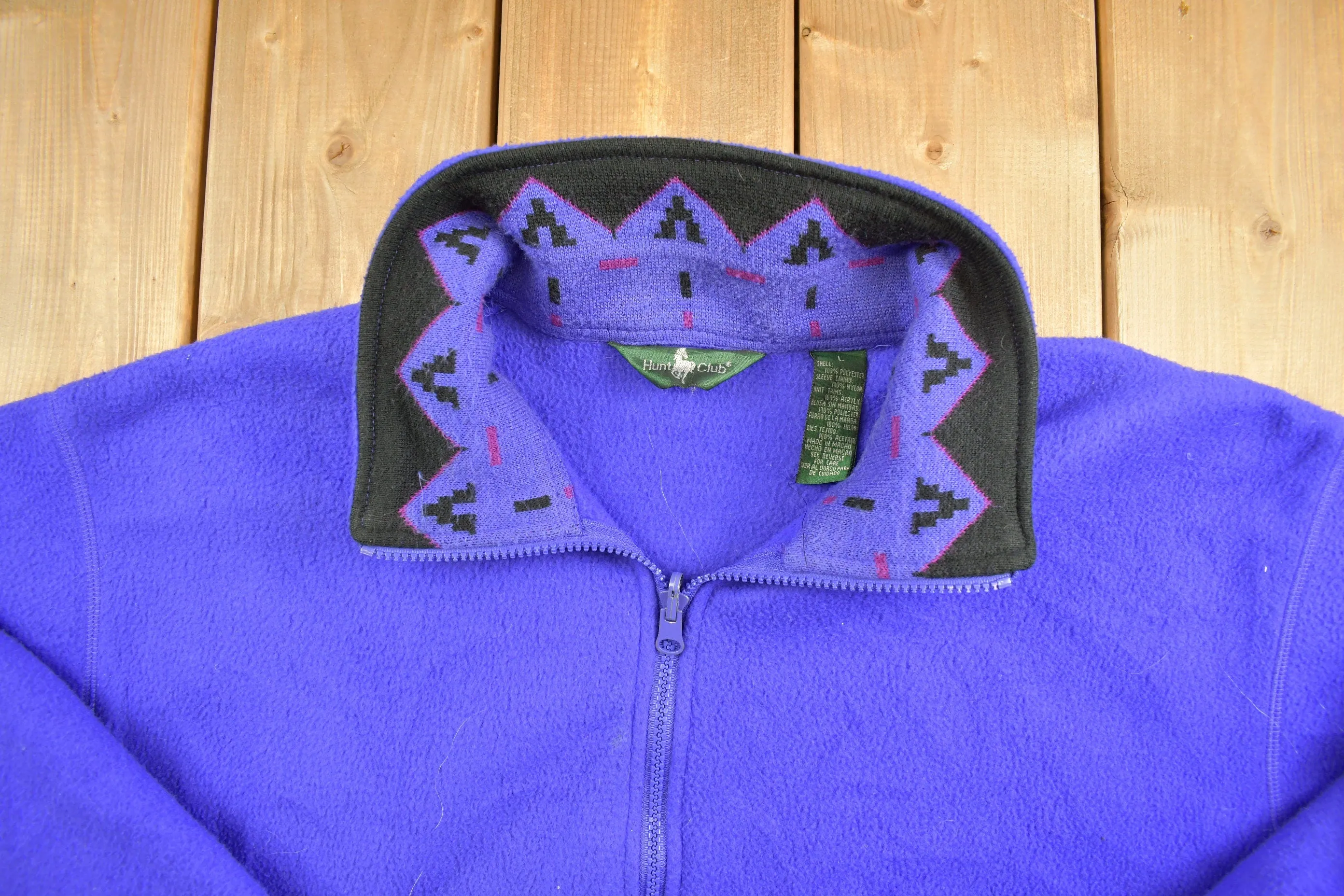 Vintage 1990s Hunt Club Zip Up Fleece Sweater