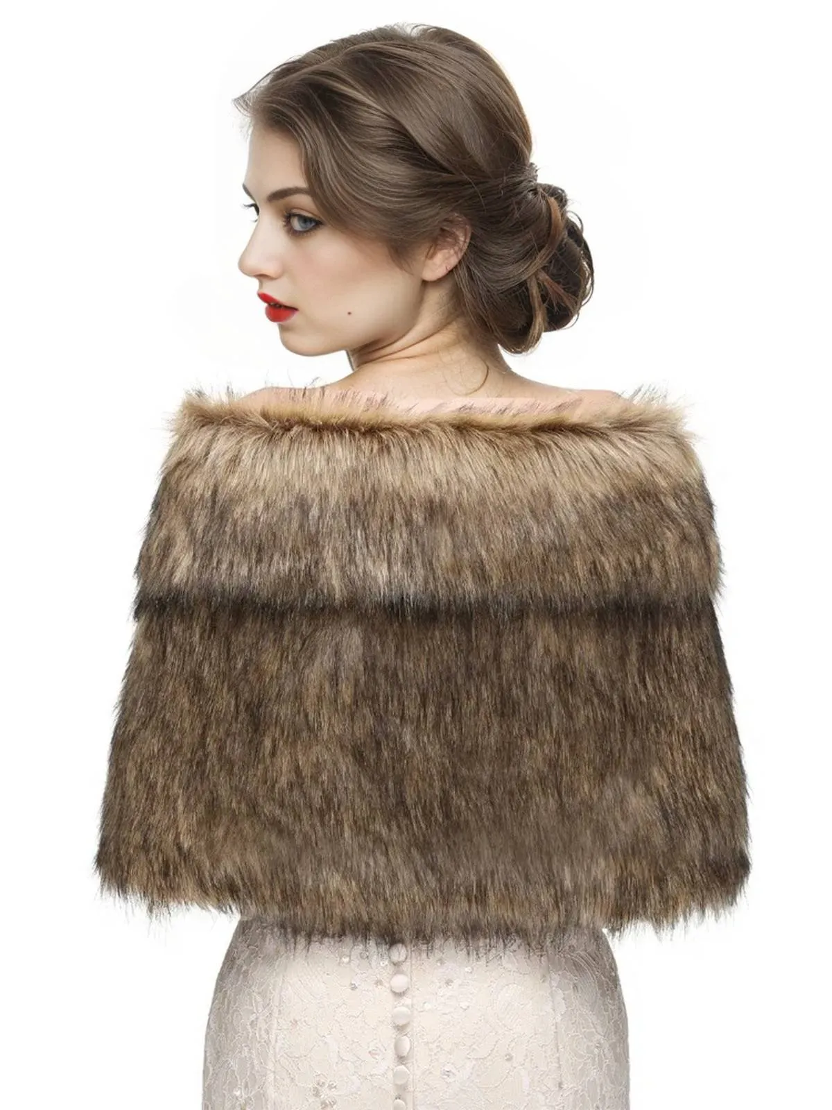 Vintage Brown Faux Fur Wraps Shawls