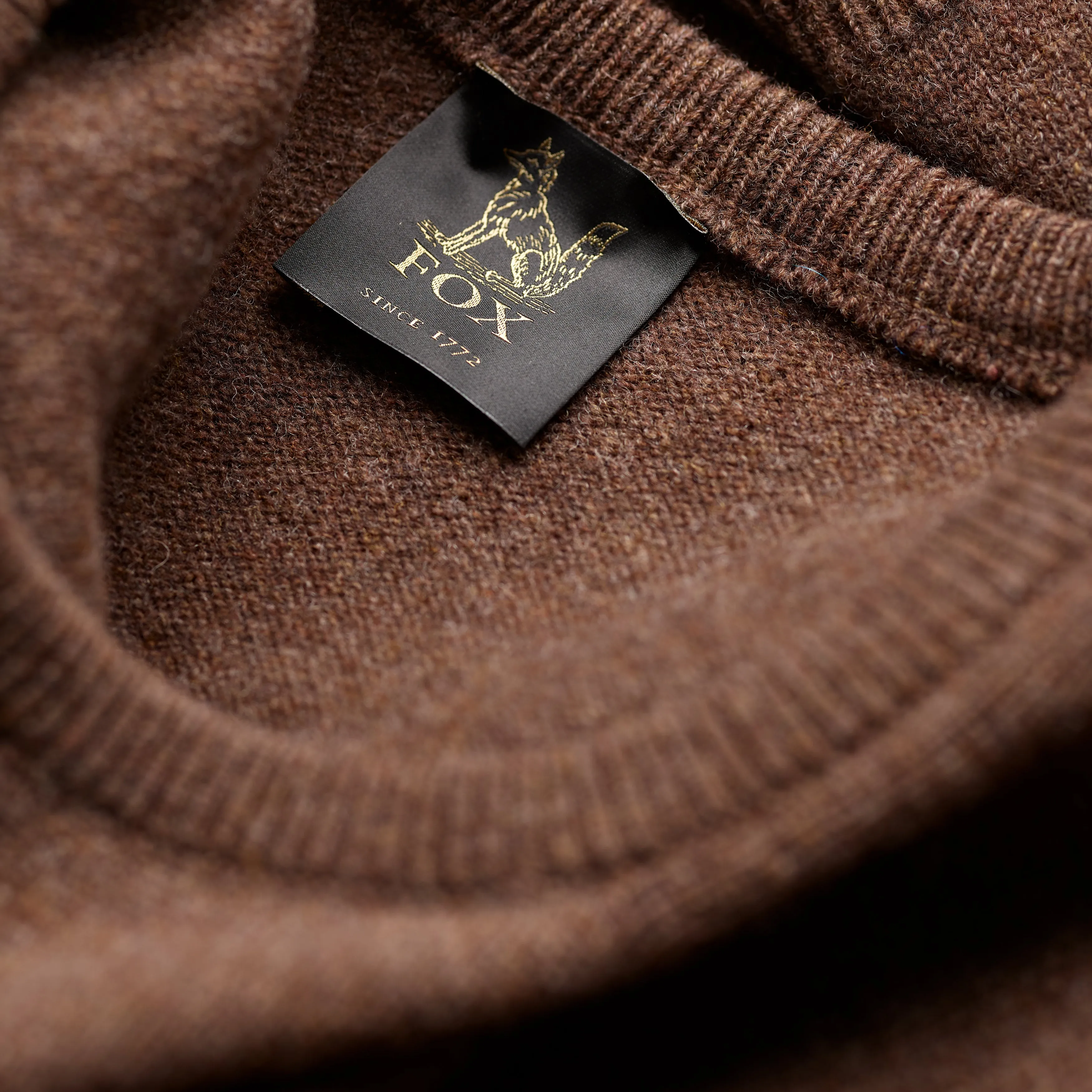 Walnut Brown 2 Ply Lambswool Crew Neck Jumper