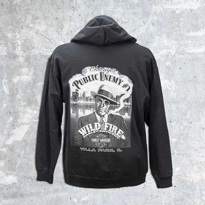 Wild Fire Harley Davidson- Black Pullover Hooded Sweatshirt with Big One Logo