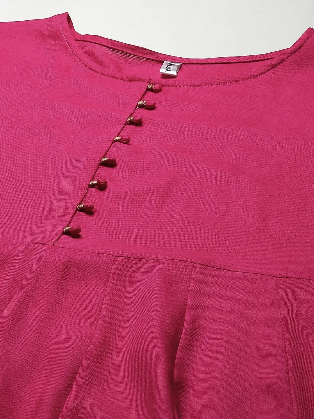 Women Magenta Viscose Rayon Dress