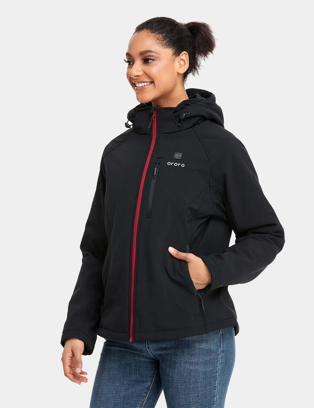 Women's Heated Jacket (4 Heating Zones) - Black & Red