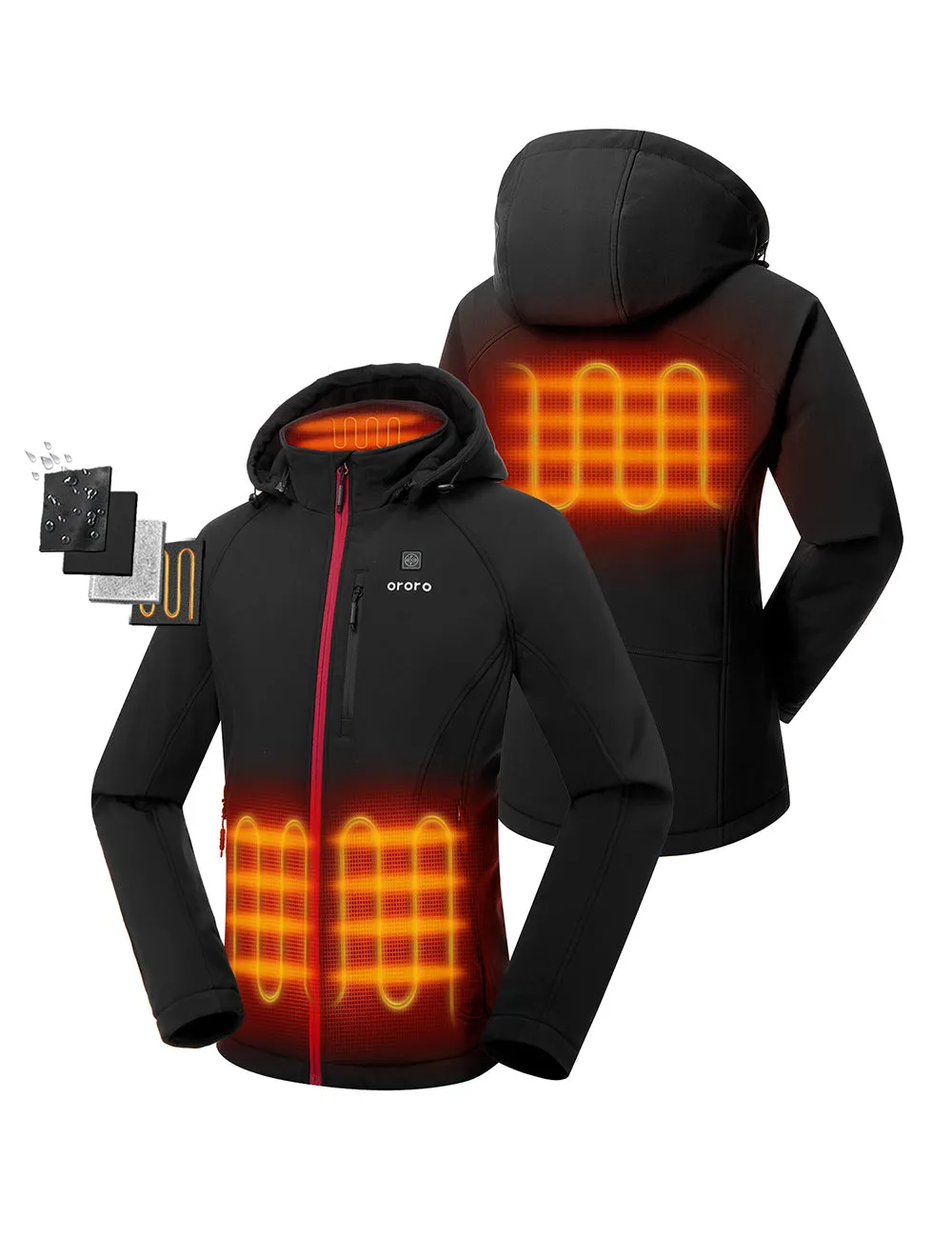 Women's Heated Jacket (4 Heating Zones) - Black & Red